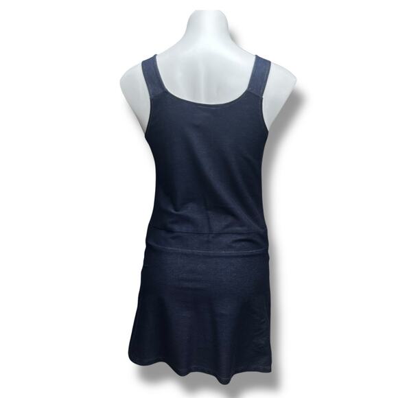 Vintage Y2K Overall Dress Women’s Stretch "Denim" Gold Button Front Pockets Sz L - Picture 8 of 9